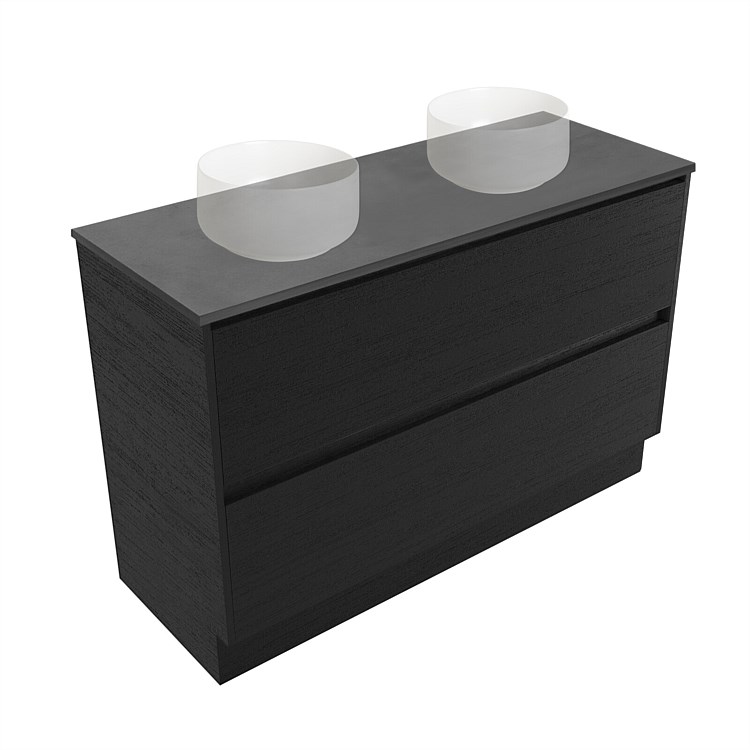 Elementi Sienna 1200mm Graphite Concrete Top Double 2 Drawer Vanity Black Timberland