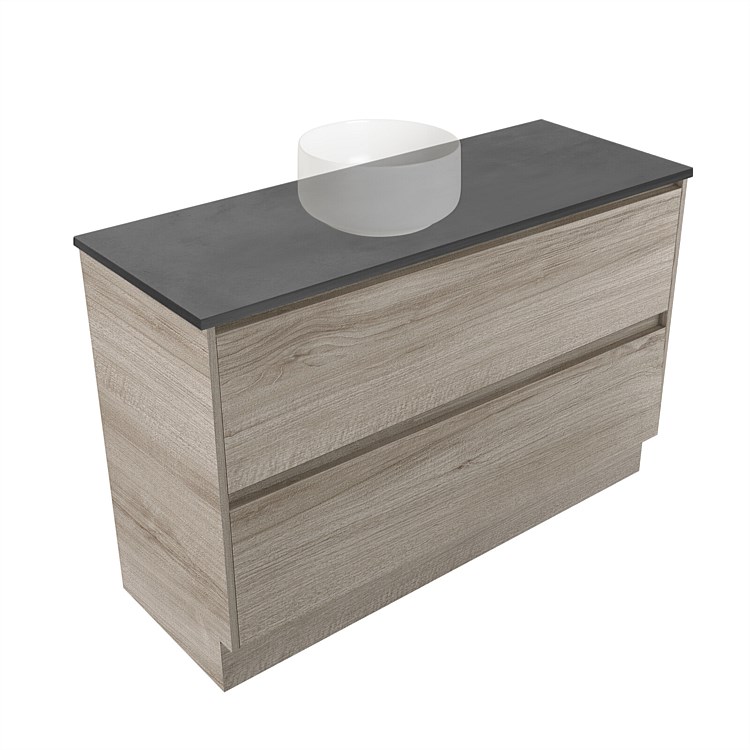 Elementi Sienna 1200mm Graphite Concrete Top 2 Drawer Vanity Ashen Walnut Timberland