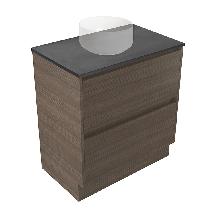 Elementi Sienna 750mm Graphite Concrete Top 2 Drawer Vanity Charred Oak
