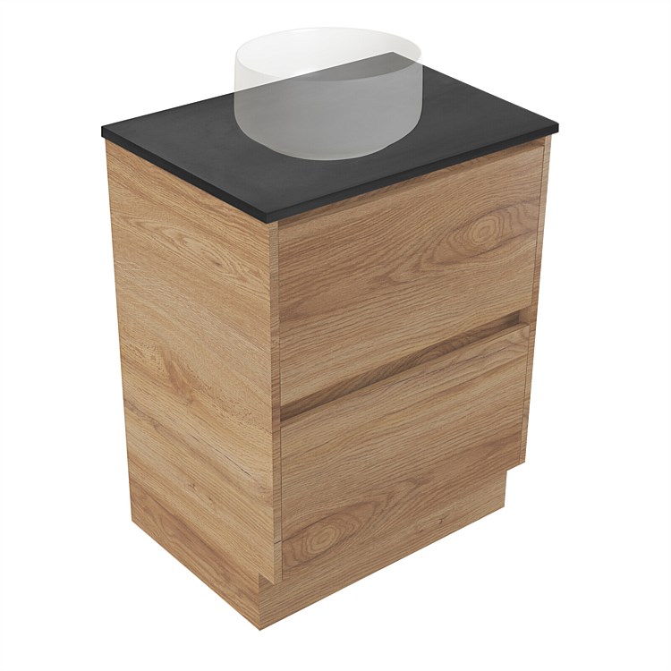 Elementi Sienna 600mm Graphite Concrete Top 2 Drawer Vanity Southern Oak Timberland