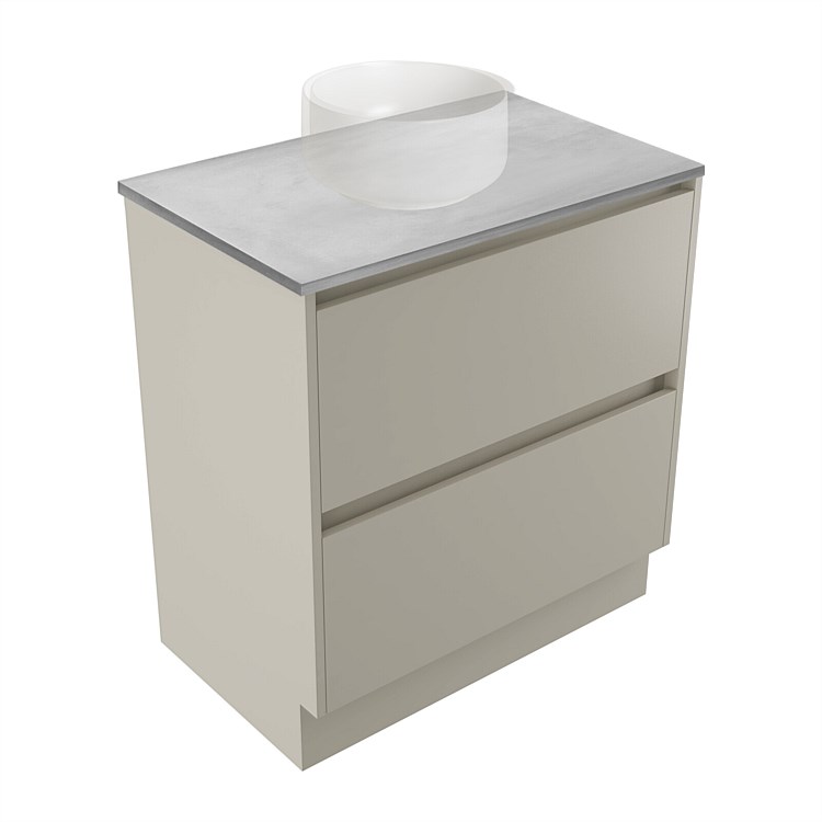 Elementi Sienna 750mm Grey Concrete Top 2 Drawer Vanity Dawn Grey