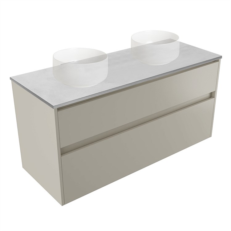 Elementi Sienna 1200mm Grey Concrete Top Double 2 Drawer Vanity Dawn Grey