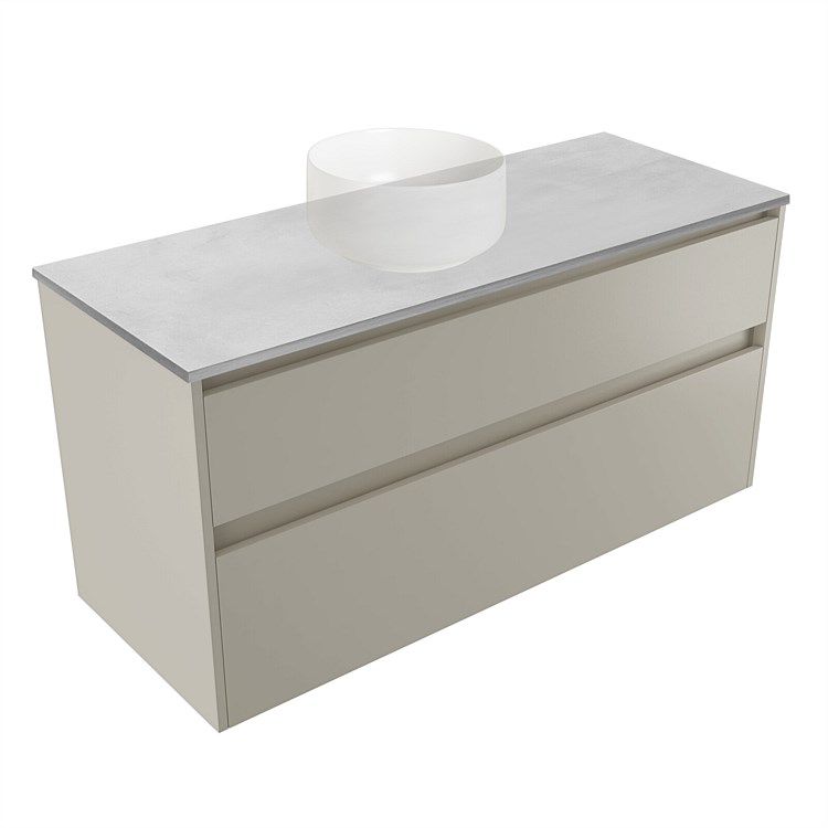 Elementi Sienna 1200mm Grey Concrete Top 2 Drawer Wall-Hung Vanity Dawn Grey Elementi Sienna 1200mm Grey Concrete Top 2 Drawer Wall-Hung Vanity Dawn Grey