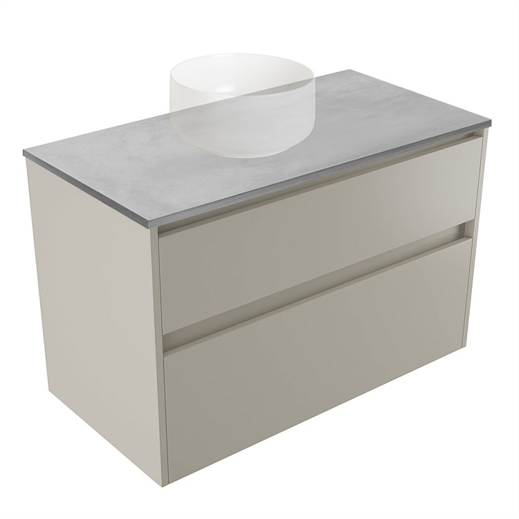 Elementi Sienna 900mm Grey Concrete Top 2 Drawer Wall-Hung Vanity Dawn Grey