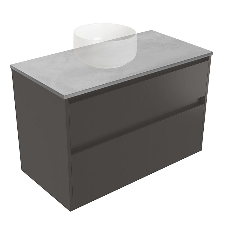 Elementi Sienna 900mm Grey Concrete Top 2 Drawer Wall-Hung Vanity Bullet
