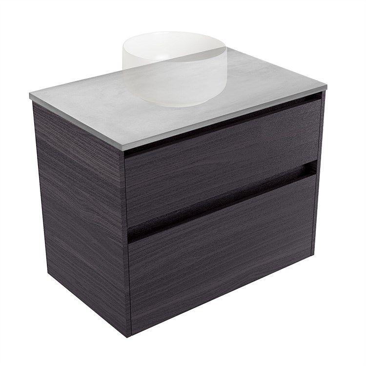 Elementi Sienna 750mm Grey Concrete Top 2 Drawer Wall-Hung Vanity Fiordland Elm Wilderness Elementi Sienna 750mm Grey Concrete Top 2 Drawer Wall-Hung Vanity Fiordland Elm Wilderness