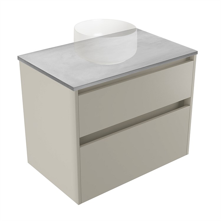 Elementi Sienna 750mm Grey Concrete Top 2 Drawer Wall-Hung Vanity Dawn Grey Elementi Sienna 750mm Grey Concrete Top 2 Drawer Wall-Hung Vanity Dawn Grey