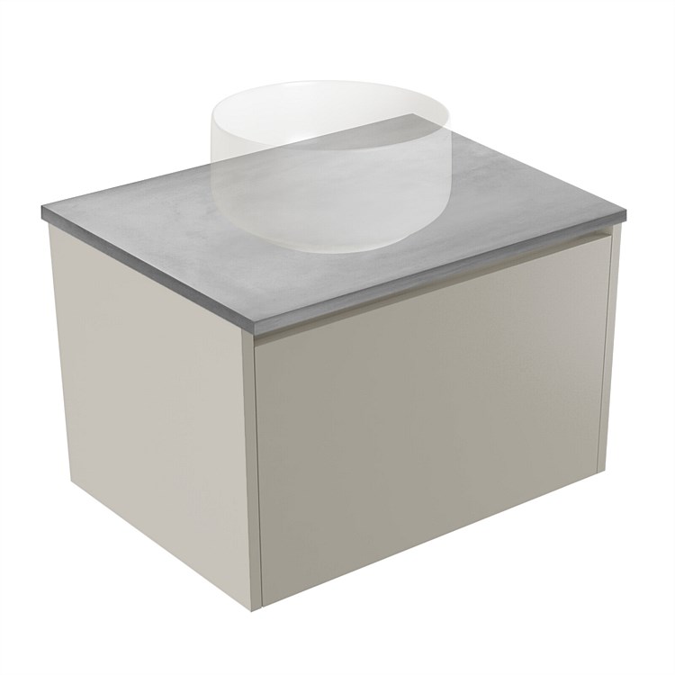 Elementi Sienna 600mm Grey Concrete Top 2 Drawer Wall-Hung Vanity Dawn Grey