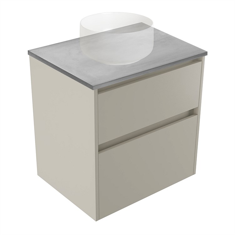 Elementi Sienna 600mm Grey Concrete Top 2 Drawer Wall-Hung Vanity Dawn Grey