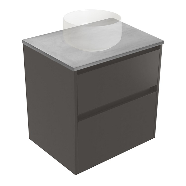 Elementi Sienna 600mm Grey Concrete Top 2 Drawer Wall-Hung Vanity Bullet