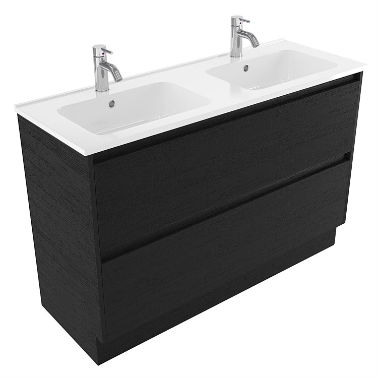 Elementi Sienna 1200mm 2 Drawer Polymarble Vanity Black Timberland