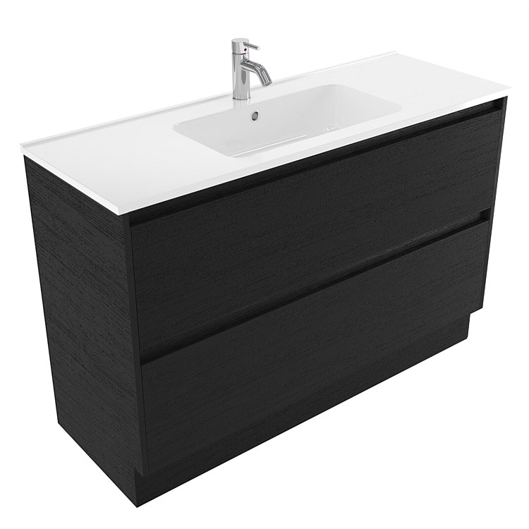 Elementi Sienna 1200mm 2 Drawer Polymarble Vanity Black Timberland