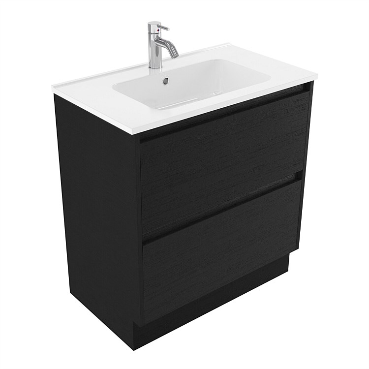 Elementi Sienna 750mm 2 Drawer Polymarble Vanity Black Timberland
