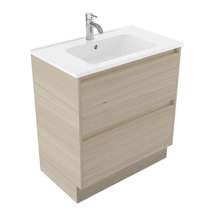 Elementi Sienna 750mm 2 Drawer Polymarble Vanity Seasoned Oak