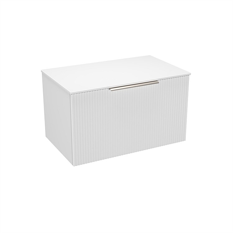 LeVivi Positano 750mm Solid Surface Wall-Hung Vanity Single Drawer Matt White