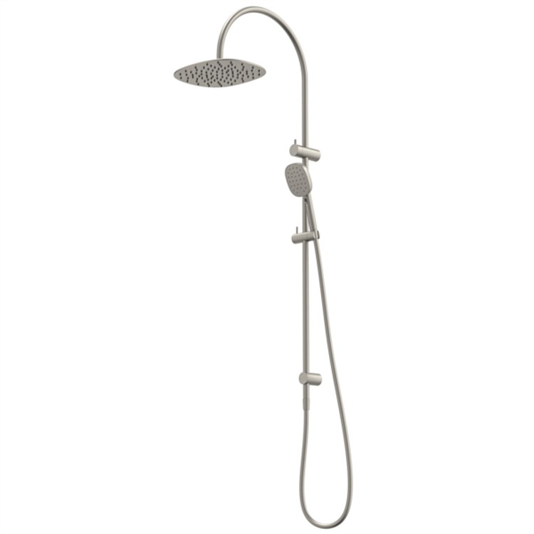 Caroma Contura II Rail Shower with Overhead Brushed Nickel