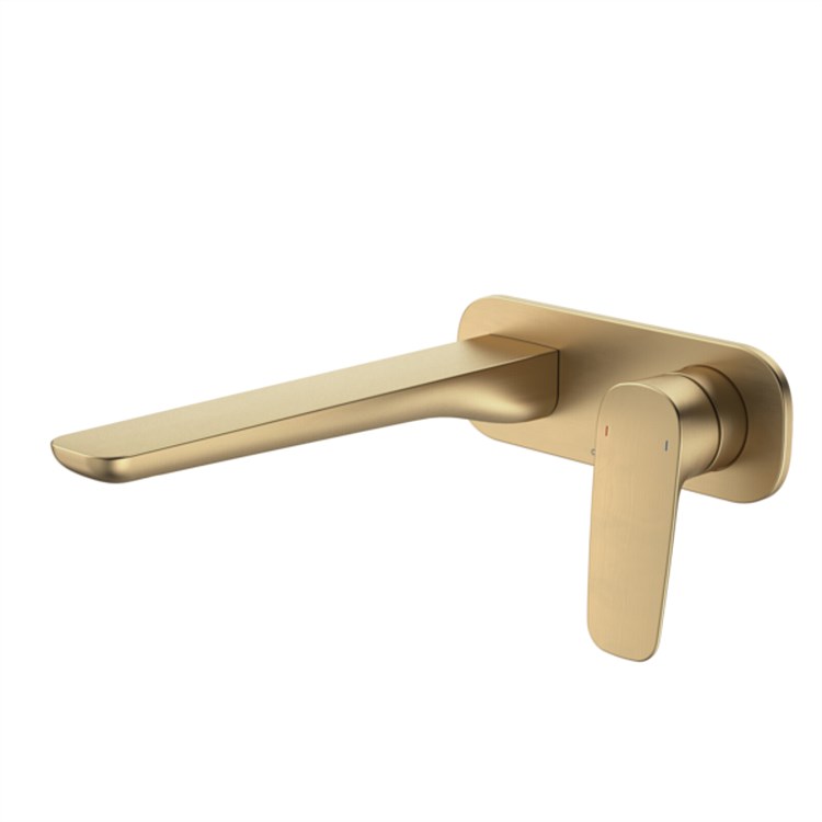 Caroma Contura II Wall Basin / Bath Mixer 220mm Brushed Brass