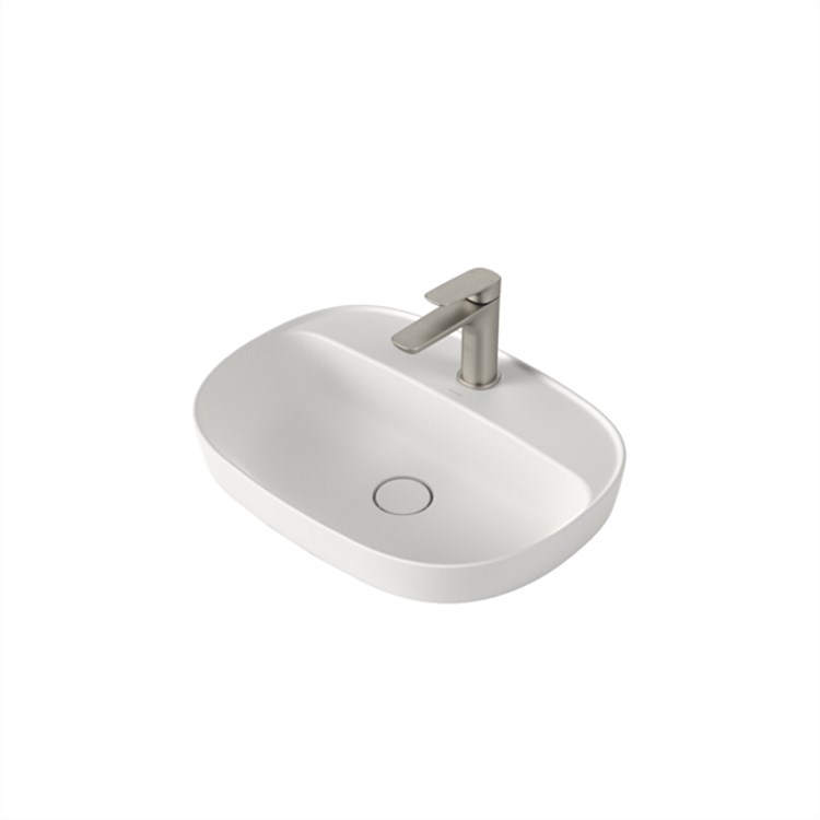 Caroma Contura II 530mm Inset Basin with Tap Landing Matte White