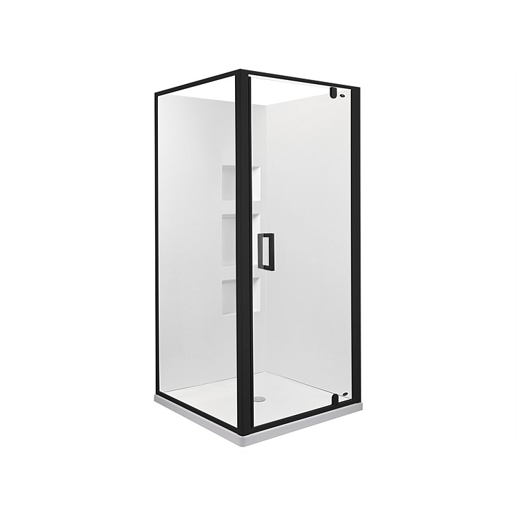 Englefield Azure II 900mm 2 Sided Recessed Wall Square Shower Enclosure Black