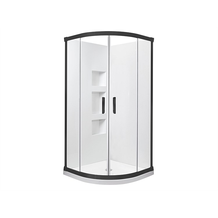 Englefield Azure II 900mm 2 Sided Moulded Wall Round Shower Enclosure Black