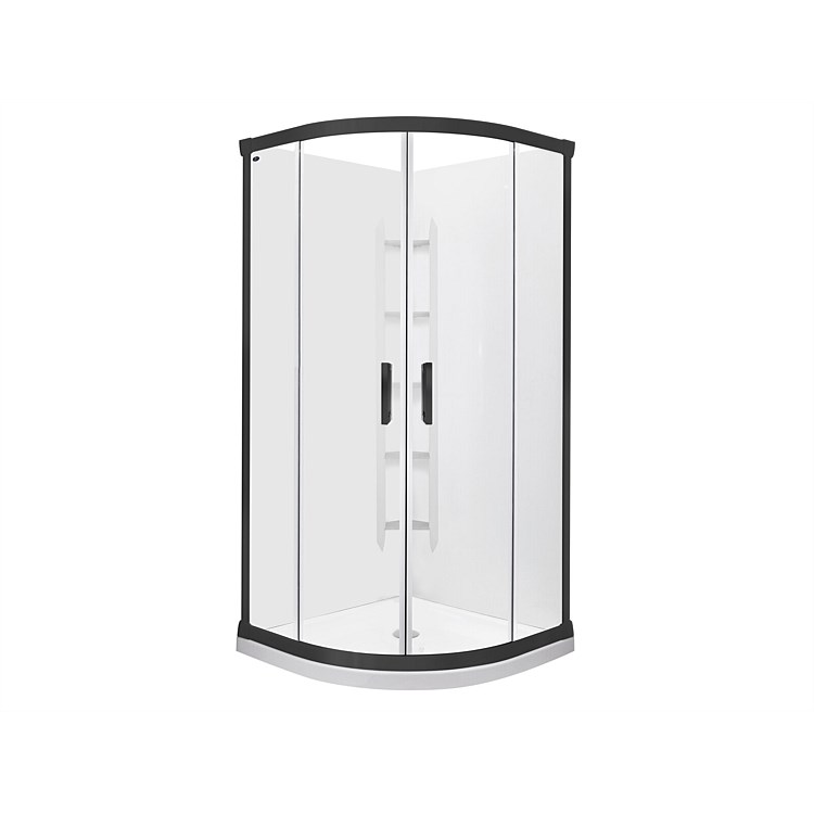 Englefield Azure II 900mm Round Corner Contour Shower Enclosure Black