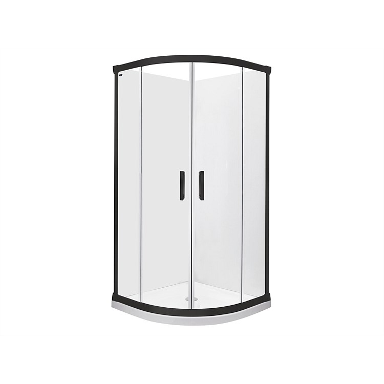 Englefield Azure II 900mm 2 Sided Round Shower Enclosure Flat Wall Black