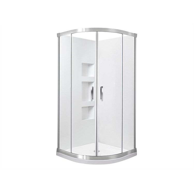 Englefield Azure II 900mm 2 Sided Round Shower Enclosure Side Recess Metallic