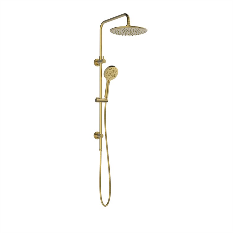 Greens Optimus Twin Rail Shower Brushed Brass