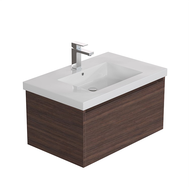 LeVivi Cibolo Neo 750mm Wall-Hung Vanity Walnut