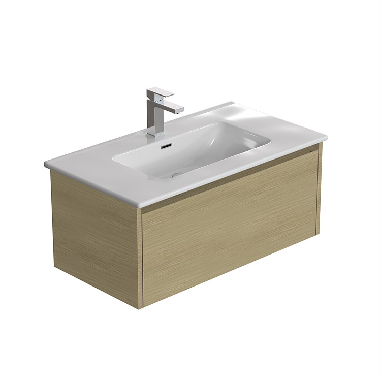 LeVivi Cibolo 900mm 1 drawer Wall-Hung Vanity Light Oak