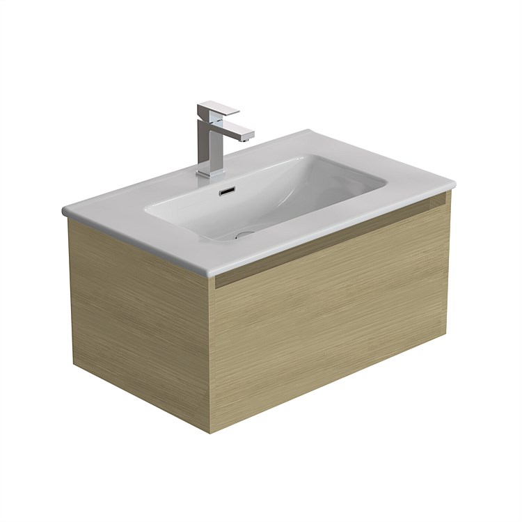 LeVivi Cibolo 750mm 1 drawer Wall-Hung Vanity Light Oak