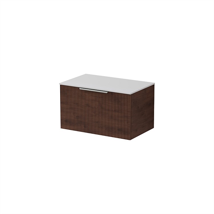 LeVivi Positano 750mm Solid Surface Single Drawer Vanity Walnut