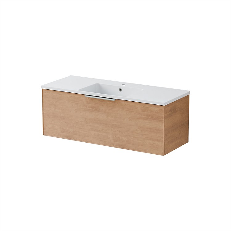 LeVivi Positano Edge Wall-Hung Vanity 1200mm Single Drawer Single Bowl Devon Oak LeVivi Positano Edge Wall-Hung Vanity 1200mm Single Drawer Single Bowl Devon Oak