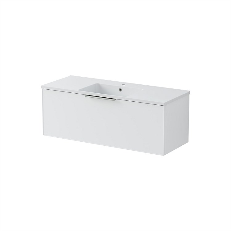 LeVivi Positano Edge Wall-Hung Vanity 1200mm Single Drawer Single Bowl Matt White