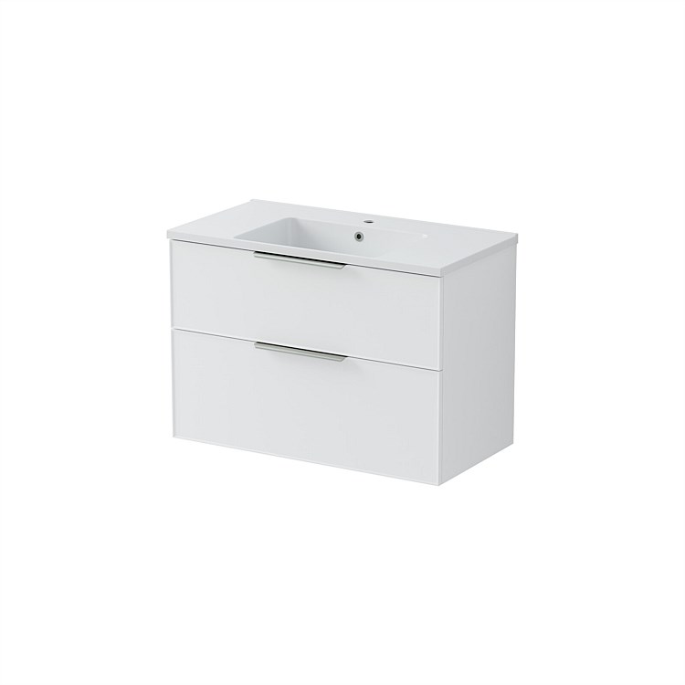 LeVivi Positano Edge Wall-Hung Vanity 900mm Double Drawer Matt White