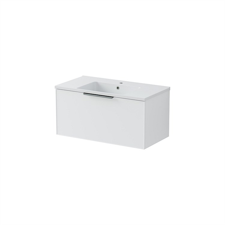 LeVivi Positano Edge Wall-Hung Vanity 900mm Single Drawer Matt White