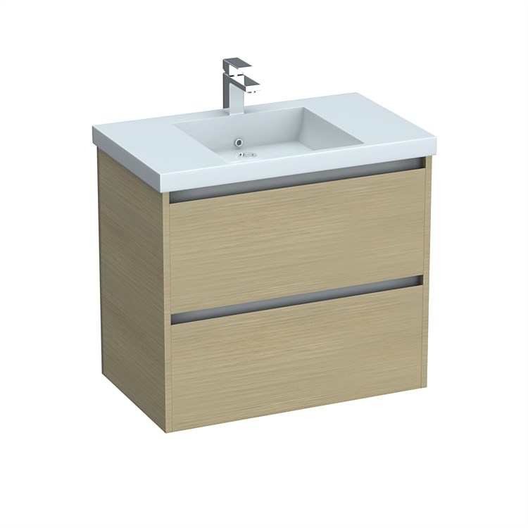 LeVivi Cibolo Neo 750mm Double Drawer Wall-Hung Vanity Light Oak LeVivi Cibolo Neo 750mm Double Drawer Wall-Hung Vanity Light Oak