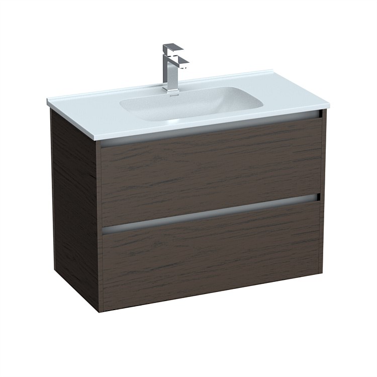 LeVivi Cibolo 900mm Double Drawer Wall-Hung Vanity Charred Oak LeVivi Cibolo 900mm Double Drawer Wall-Hung Vanity Charred Oak