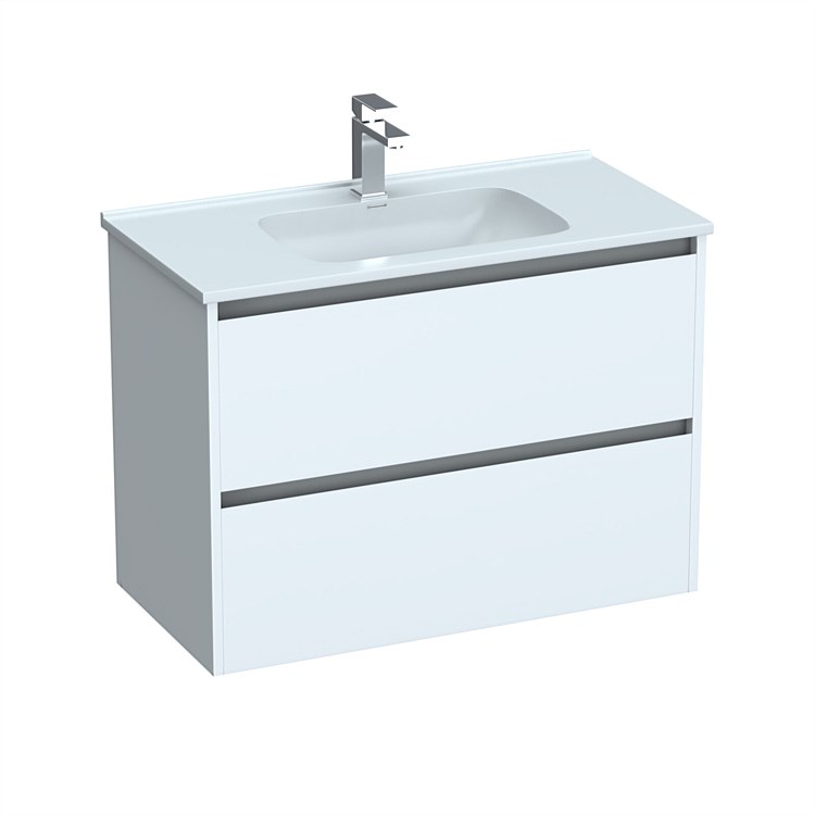 LeVivi Cibolo 900mm Double Drawer Wall-Hung Vanity White LeVivi Cibolo 900mm Double Drawer Wall-Hung Vanity White
