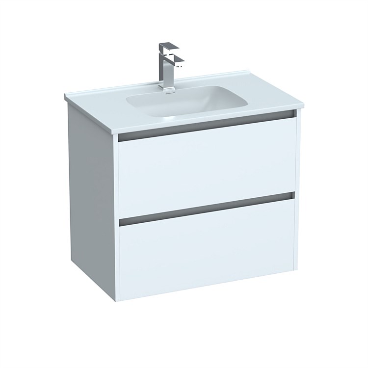 LeVivi Cibolo 750mm Double Drawer Wall-Hung Vanity White