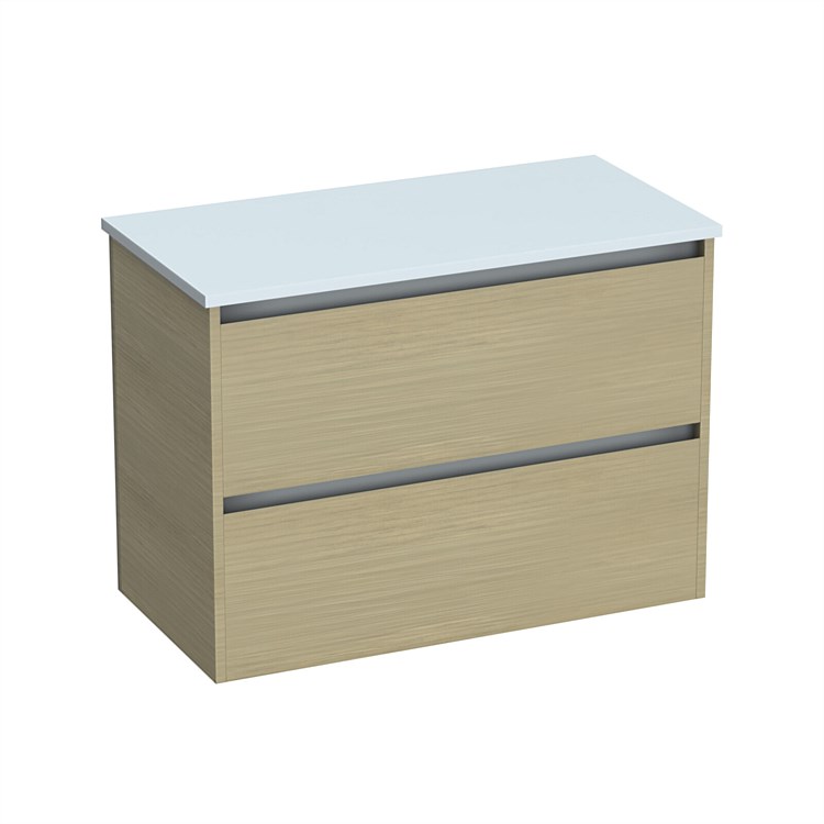 LeVivi Cibolo Prima 900mm Double Drawer Wall-Hung Vanity Light Oak