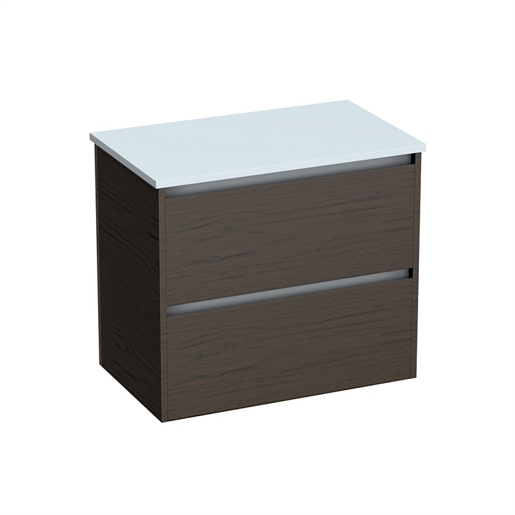 LeVivi Cibolo Prima 750mm Double Drawer Wall-Hung Vanity Charred Oak