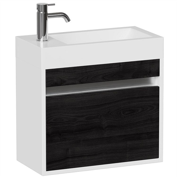 LeVivi Capri 500mm Slim Wall-Hung Vanity White/Charred Oak