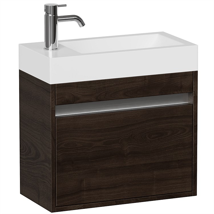 LeVivi Capri 500mm Slim Wall-Hung Vanity Dark Oak
