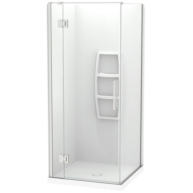 Clearlite Raya 900mm 2 Sided Moulded Shower Enclosure Brushed Nickel