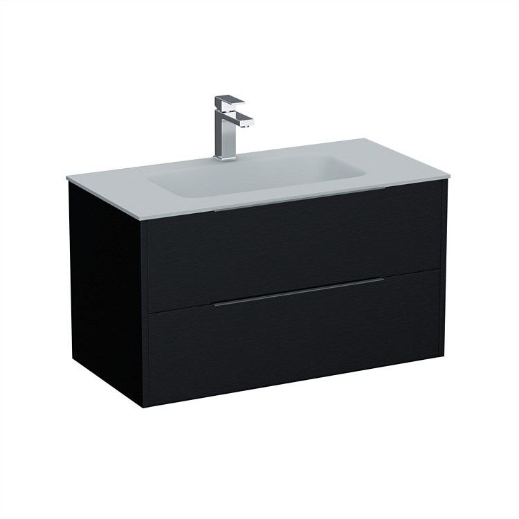 LeVivi Nexa 900mm Double Drawer Wall-Hung Vanity Charred Oak LeVivi Nexa 900mm Double Drawer Wall-Hung Vanity Charred Oak
