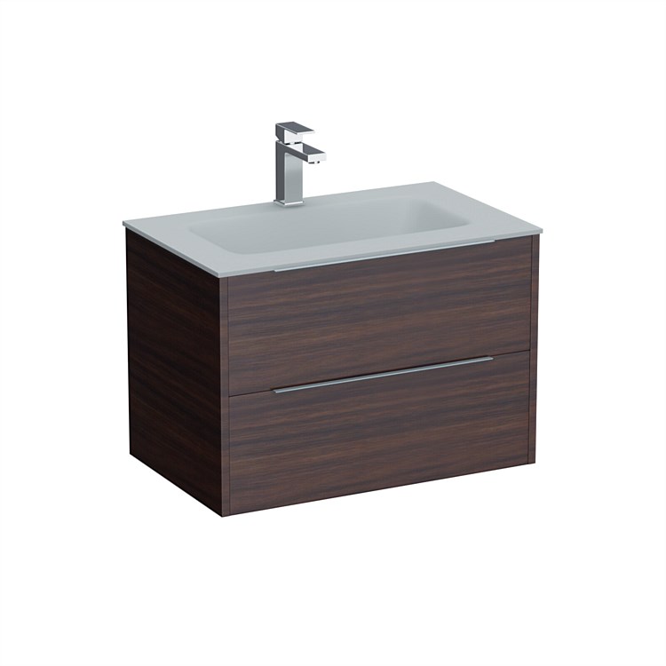 LeVivi Nexa 750mm Double Drawer Wall-Hung Vanity Walnut LeVivi Nexa 750mm Double Drawer Wall-Hung Vanity Walnut