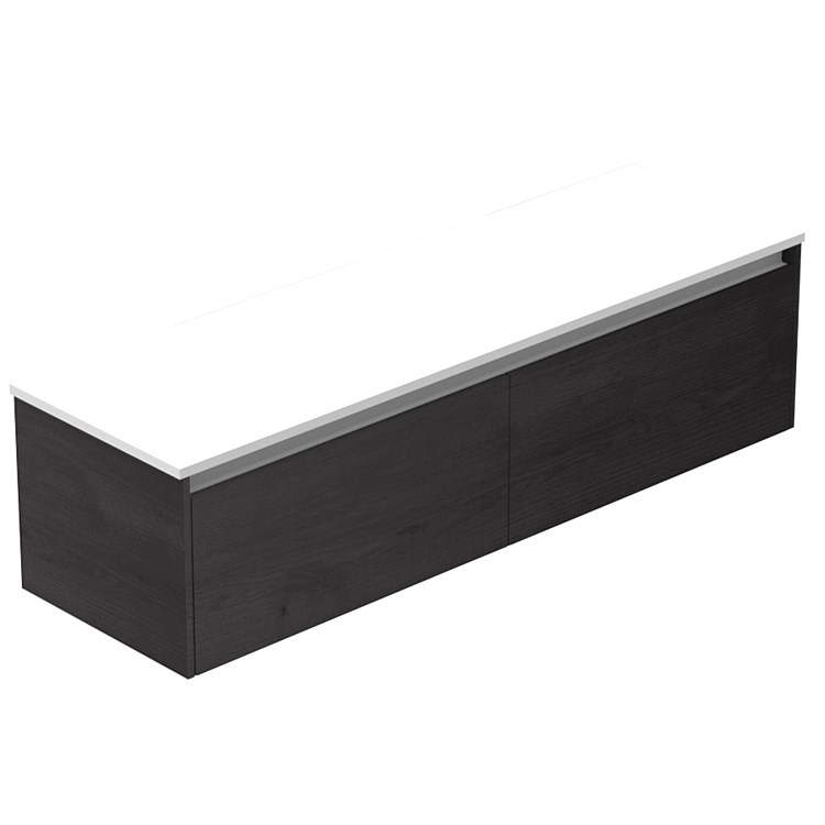 LeVivi Capri 1800mm Solid Surface Wall-Hung Vanity Charred Oak LeVivi Capri 1800mm Solid Surface Wall-Hung Vanity Charred Oak