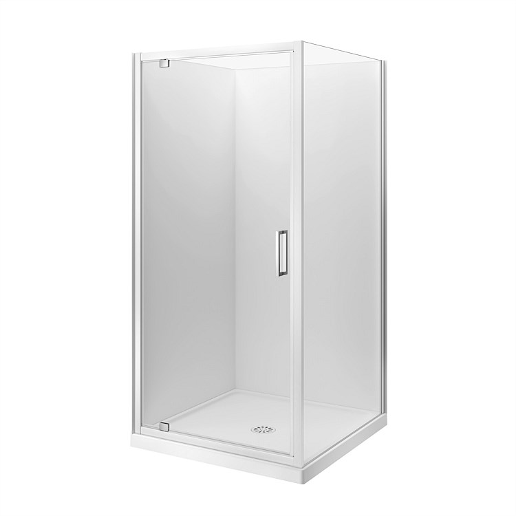 LeVivi Camden 900mm Square Flat Wall Shower Enclosure White