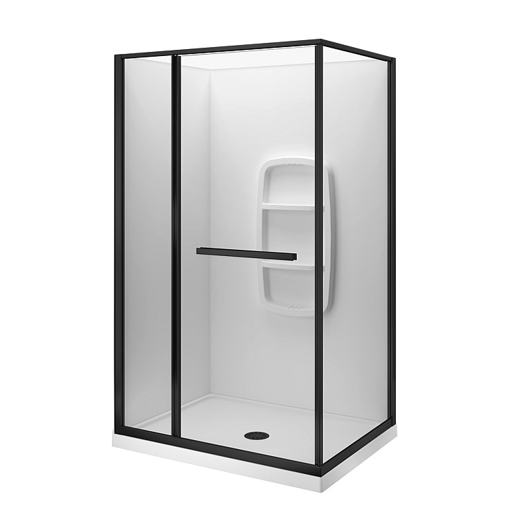 LeVivi Nest 1200x900mm Flat Wall Shower Enclosure Left-hand Black